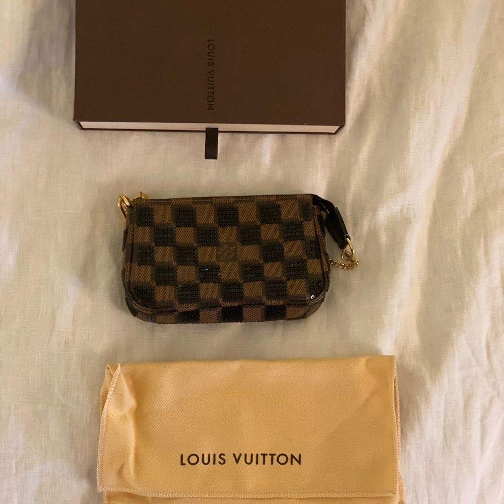 Louis Vuitton Black Sequin Damier pouchette